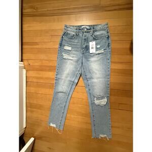 NWT Sam Edelman Koehone Distressed Straight Leg Jeans Blue Size 4 / 27